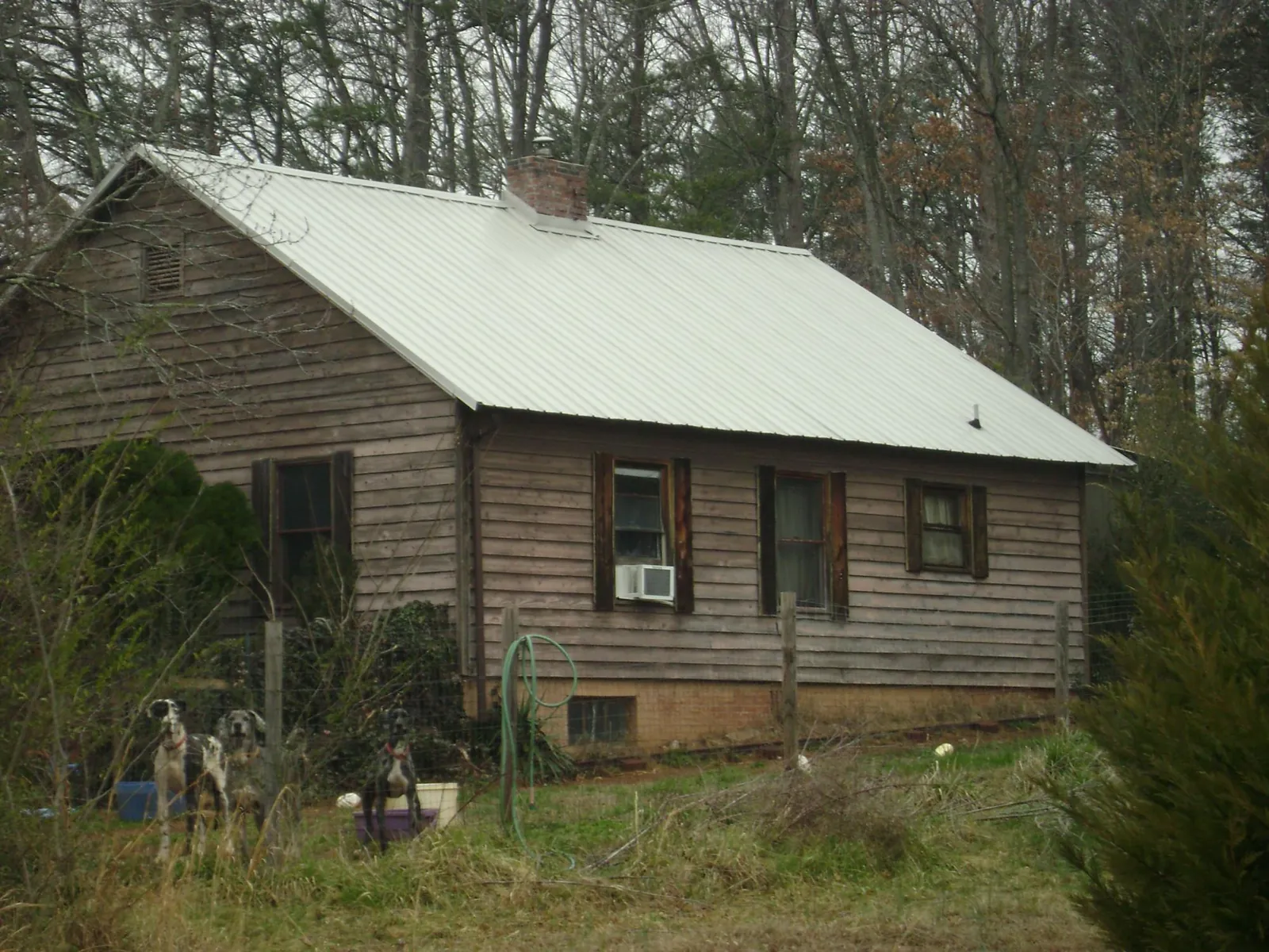 White metal roof on an old wood sided farmhouse, from a Metal Roof Installation job in Summer Lake